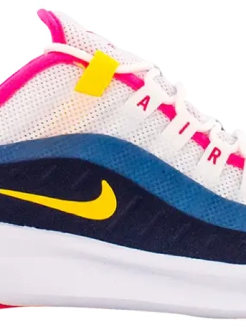Nike White Mesh Sneaker with Pink, Blue & Yellow Accents
